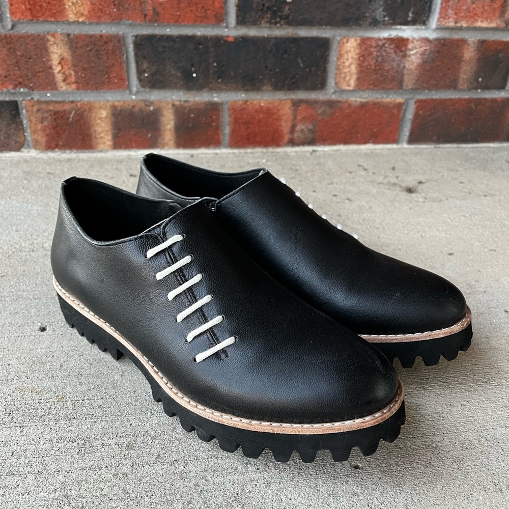 ALL BLACK Leather Side Cord Loafers, Women’s 9.5